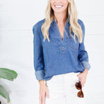 Iris Ease Denim Pullover Top Kut