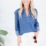 Iris Ease Denim Pullover Top Kut