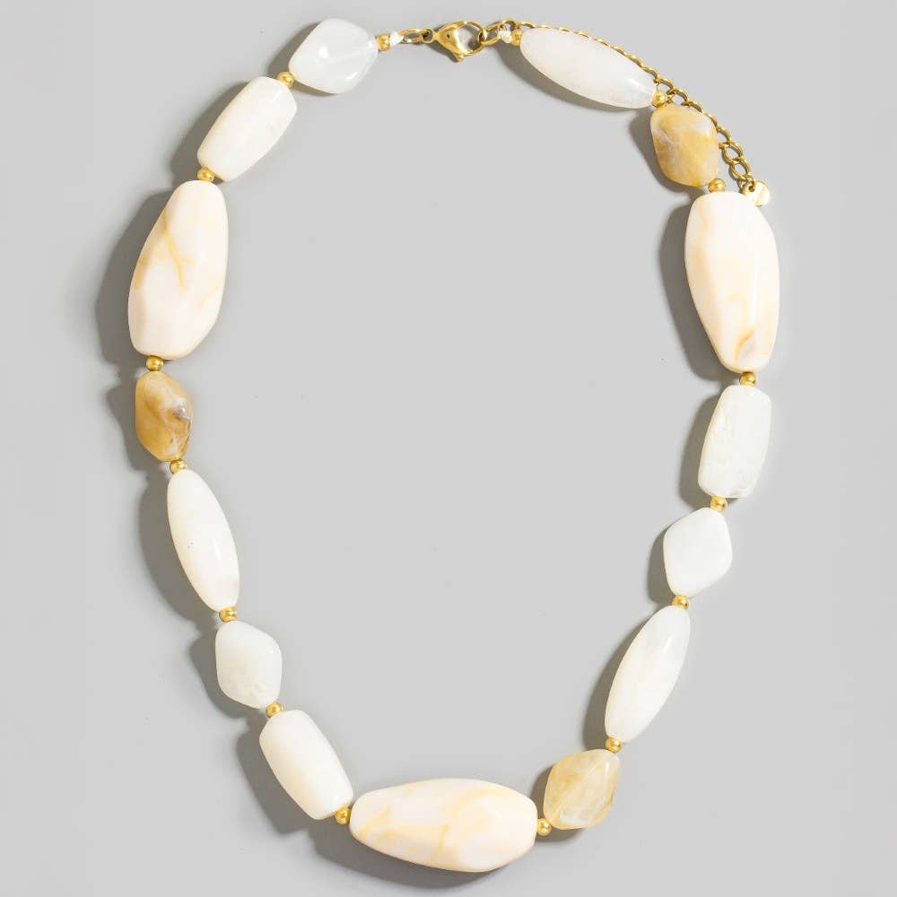 Irregular Shaped Ivory Marble Resin Beads Necklace - A3 Accessories - Jewelry - Clover + Bee