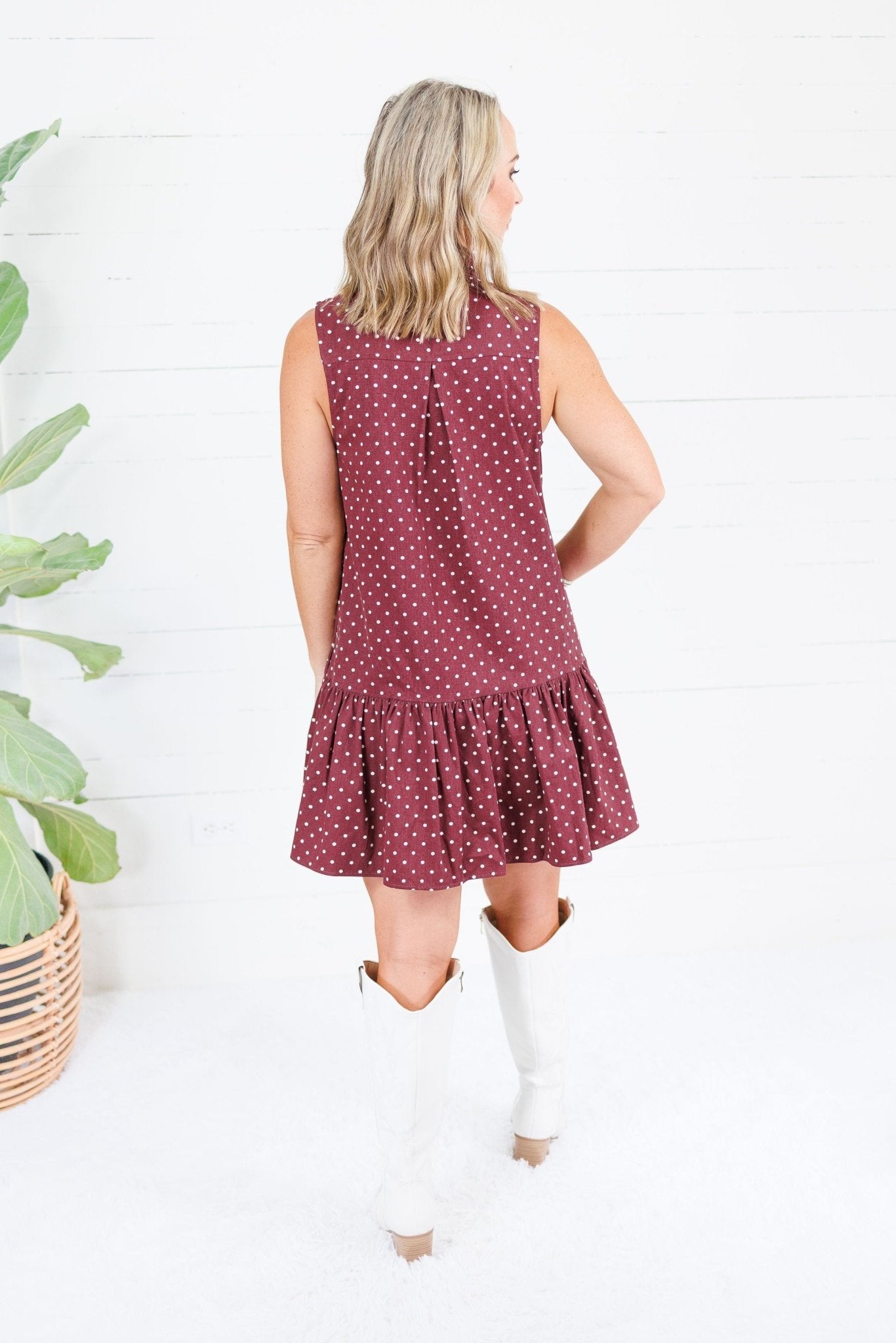 Isla Merlot Dotty Mini Dress Entro
