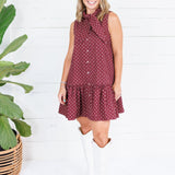 Isla Merlot Dotty Mini Dress Entro