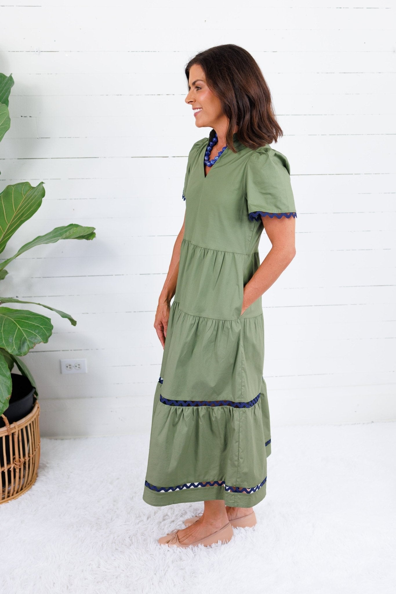 Ivy Olive + Navy Ric Rac Maxi Dress Mary Square
