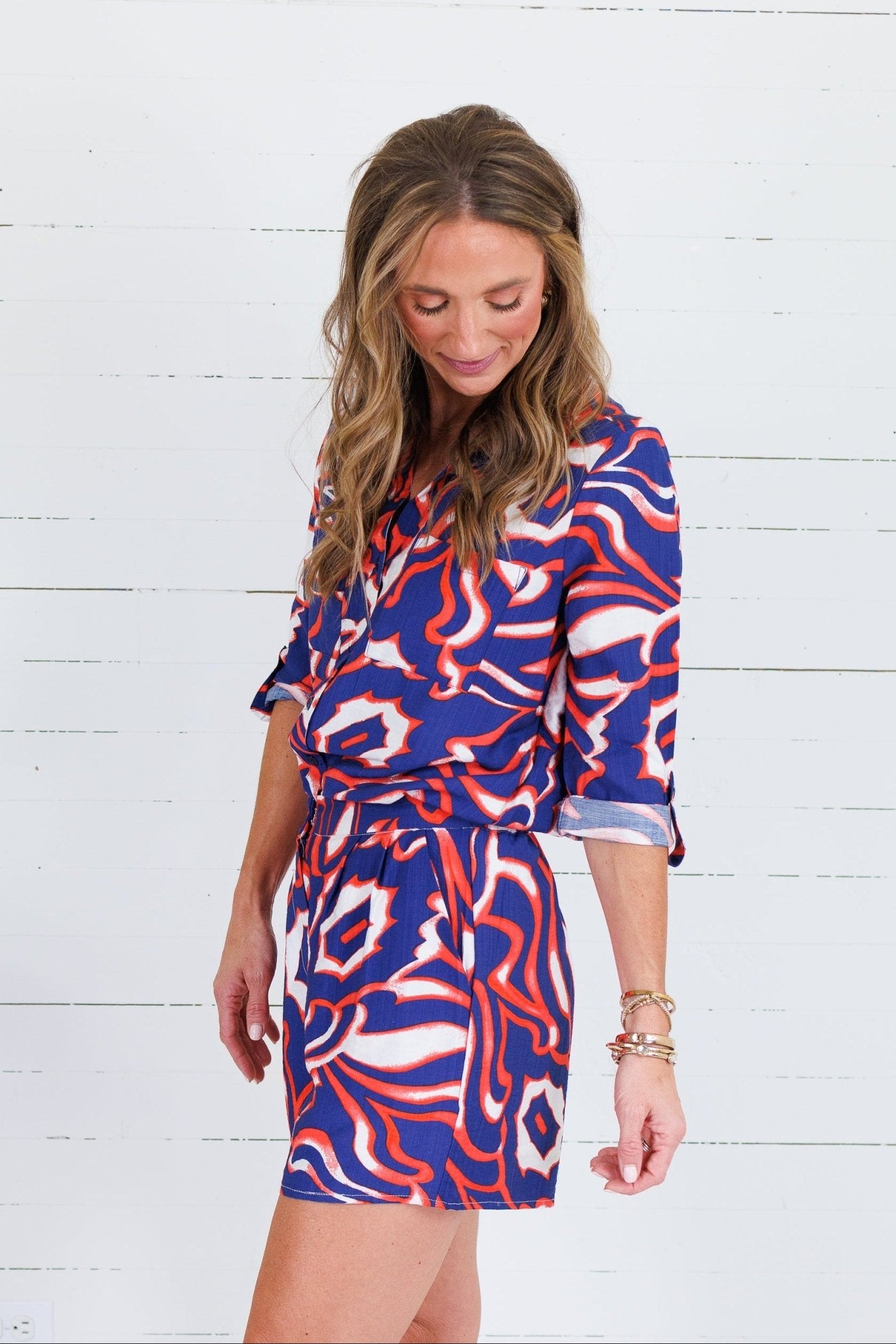 Jackson Navy + Orange Button Top Spin USA