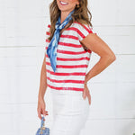 Jackson Red + White Shimmer Sweater Jodifl