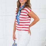 Jackson Red + White Shimmer Sweater Jodifl