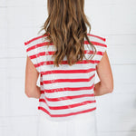 Jackson Red + White Shimmer Sweater Jodifl