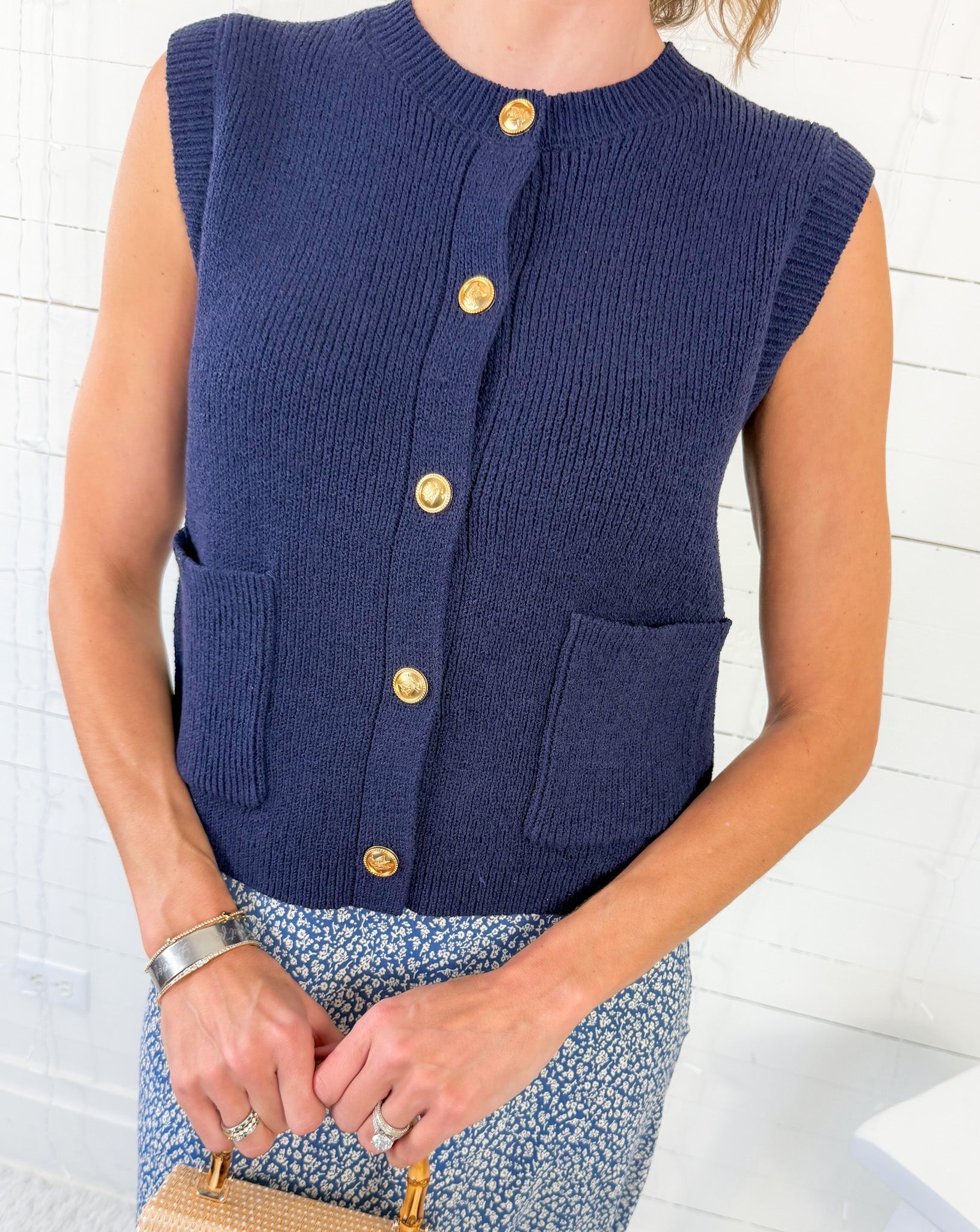 Jane Marine Blue Sweater Vest Be Cool 