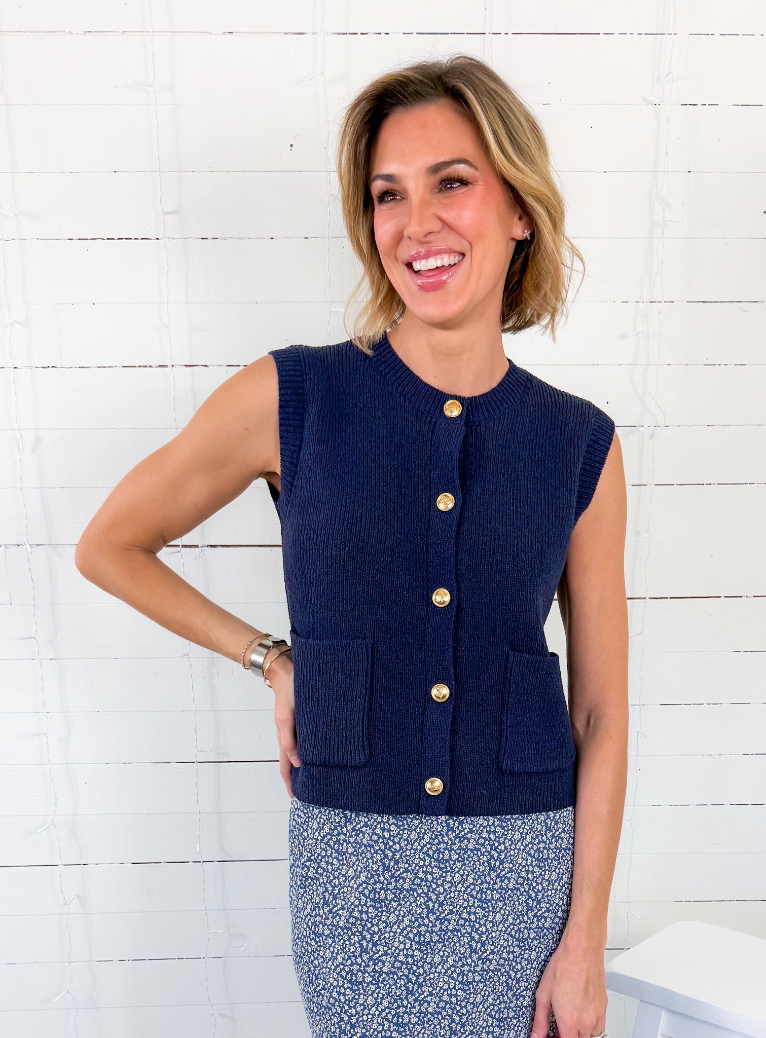 Jane Marine Blue Sweater Vest Be Cool 
