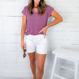 Jane Optic White Hemmed Denim Shorts KUT 