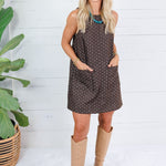 Janell Espresso Dotted Mini Dress Mustard Seed
