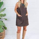 Janell Espresso Dotted Mini Dress Mustard Seed