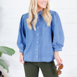 Janie Denim Tucks and Button Top Entro