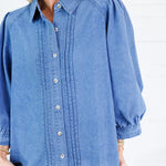 Janie Denim Tucks and Button Top Entro