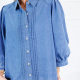 Janie Denim Tucks and Button Top Entro