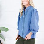 Janie Denim Tucks and Button Top Entro