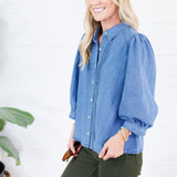 Janie Denim Tucks and Button Top Entro