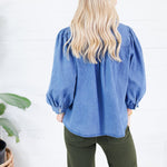 Janie Denim Tucks and Button Top Entro