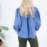 Janie Denim Tucks and Button Top Entro
