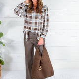 Jeanne Brown + Blue Plaid Top Skies are Blue