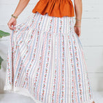 Jeanne Ivory French Floral Maxi Skirt