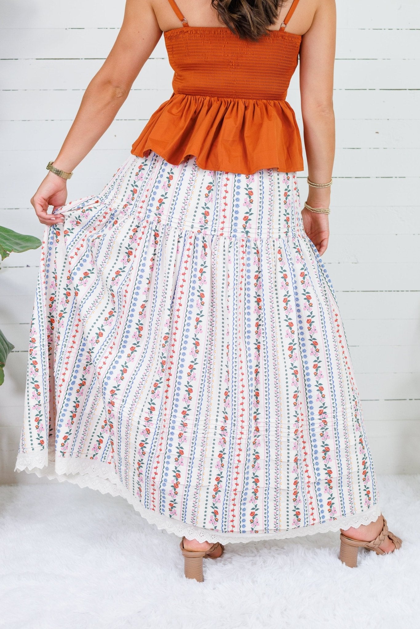 Jeanne Ivory French Floral Maxi Skirt