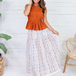 Jeanne Ivory French Floral Maxi Skirt