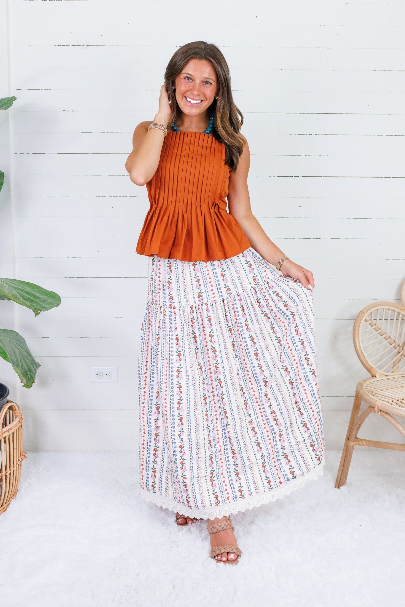 Jeanne Ivory French Floral Maxi Skirt