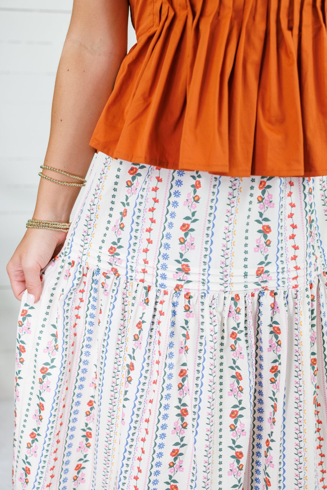 Jeanne Ivory French Floral Maxi Skirt