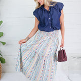 Jefferson Dark Denim Bubble Hem Top THML