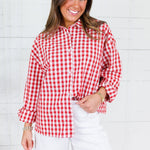 Jefferson Red Gingham Linen Top