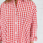 Jefferson Red Gingham Linen Top