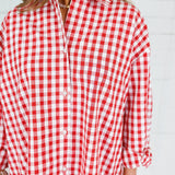 Jefferson Red Gingham Linen Top