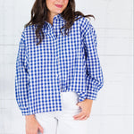 Jefferson Royal Gingham Linen Top