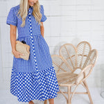 Jema Navy Gingham Mix Midi Dress Mary Square