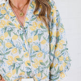 Jenkins Lemon + Floral Lace Trimmed Top FATE
