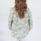 Jenkins Lemon + Floral Lace Trimmed Top FATE