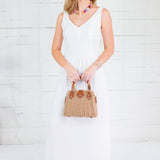 Jenna Off White Pleated Bodice Maxi Dress