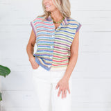 Jessi Multi Stripes Sleeveless Cardigan Wishlist
