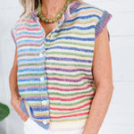 Jessi Multi Stripes Sleeveless Cardigan Wishlist