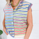 Jessi Multi Stripes Sleeveless Cardigan Wishlist
