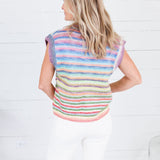 Jessi Multi Stripes Sleeveless Cardigan Wishlist