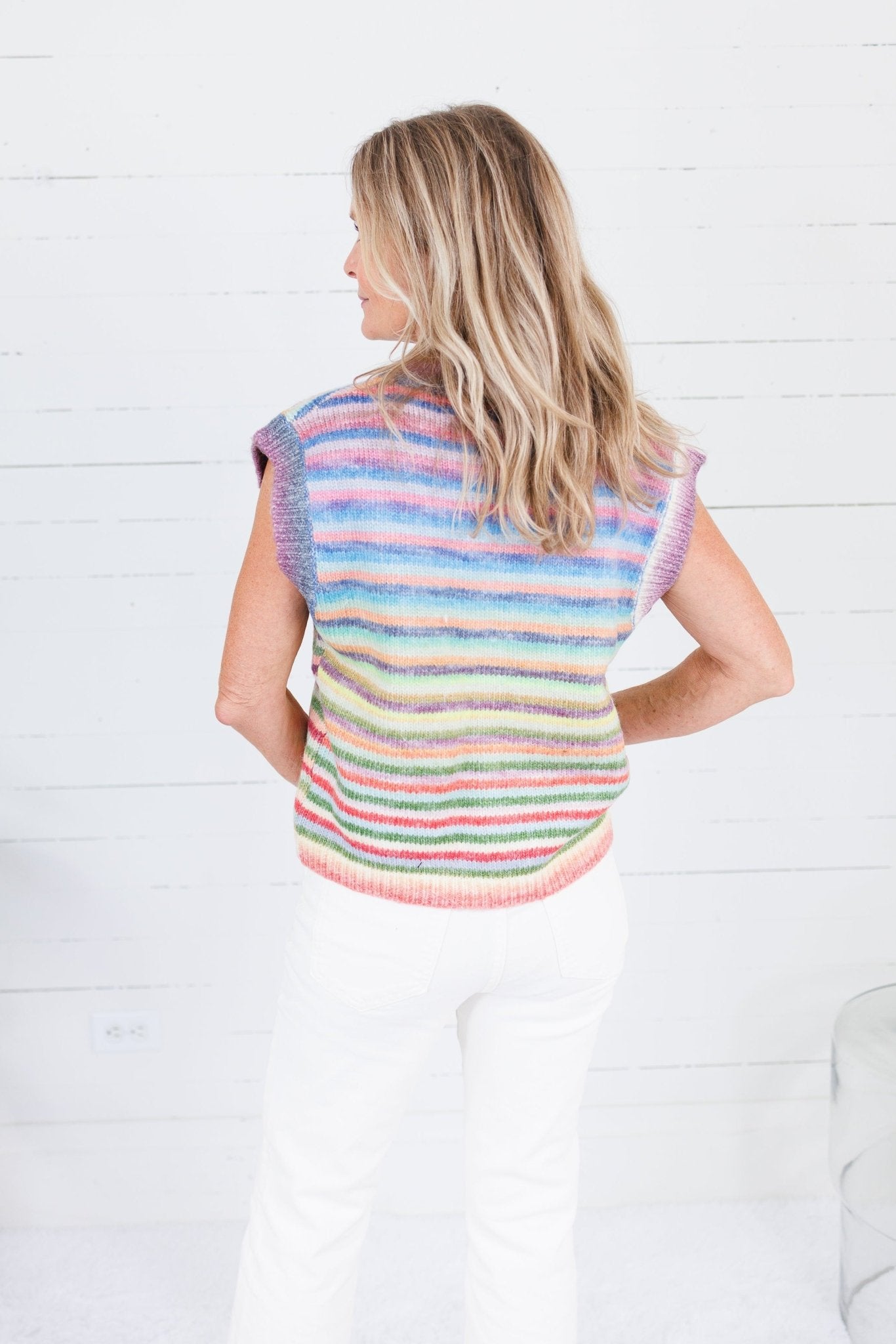 Jessi Multi Stripes Sleeveless Cardigan Wishlist