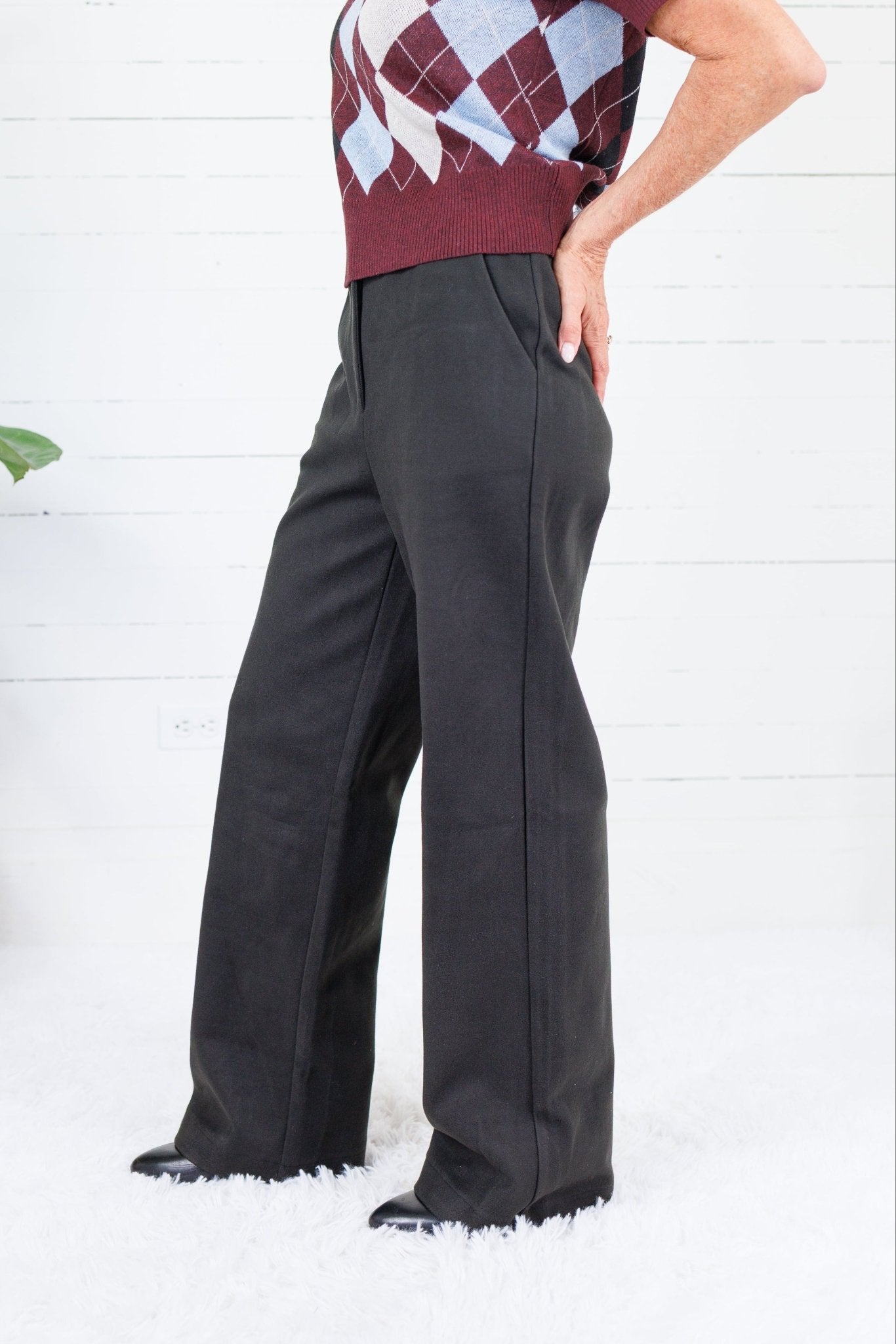 Jet Black Trouser Pants Elle Grey