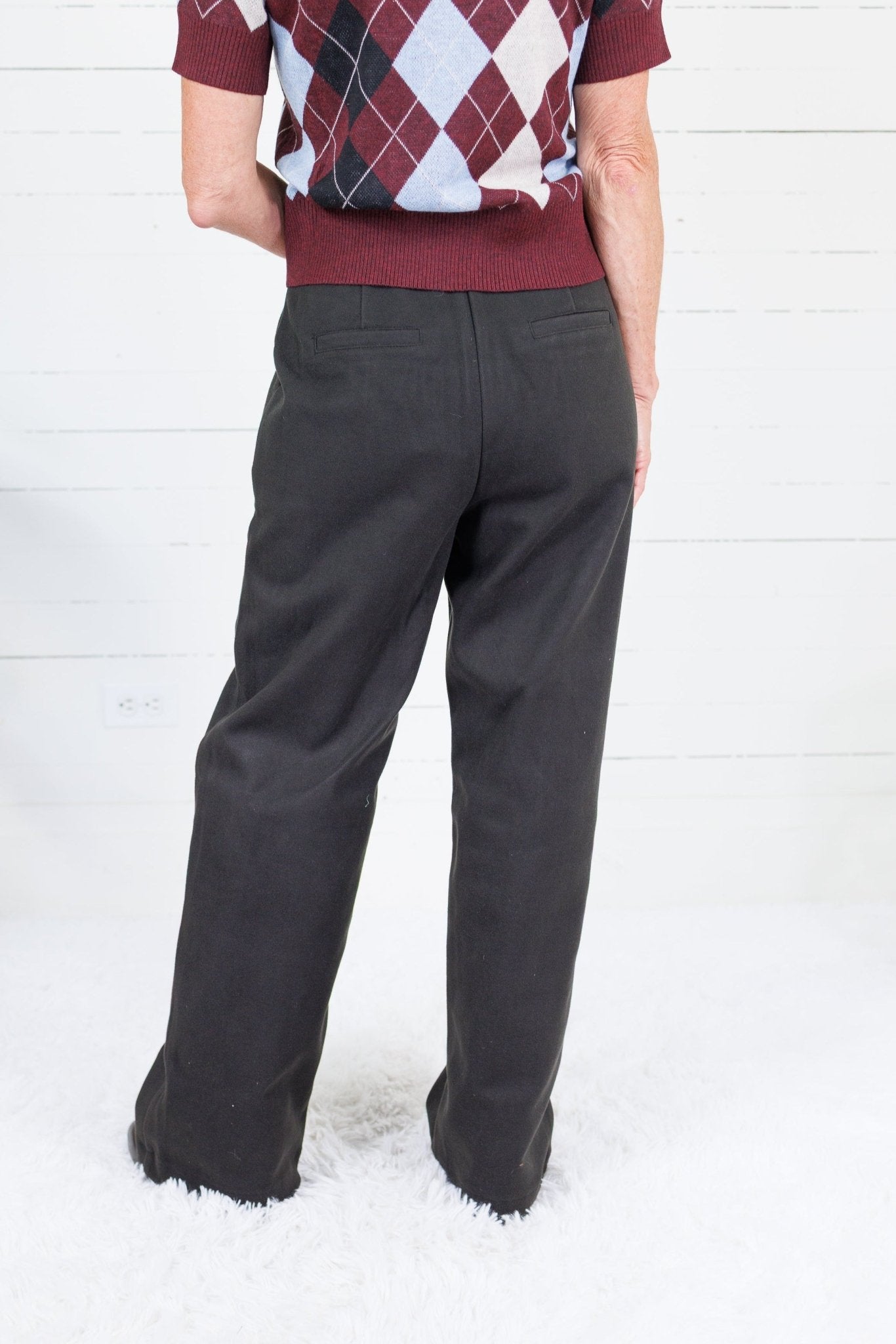 Jet Black Trouser Pants Elle Grey