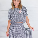 Jillian Black Gingham Bubble Top Entro