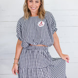 Jillian Black Gingham Bubble Top Entro