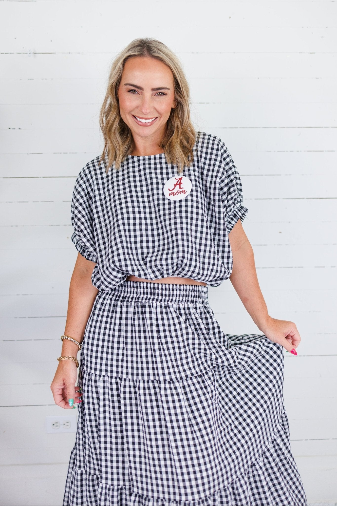 Jillian Black Gingham Bubble Top Entro