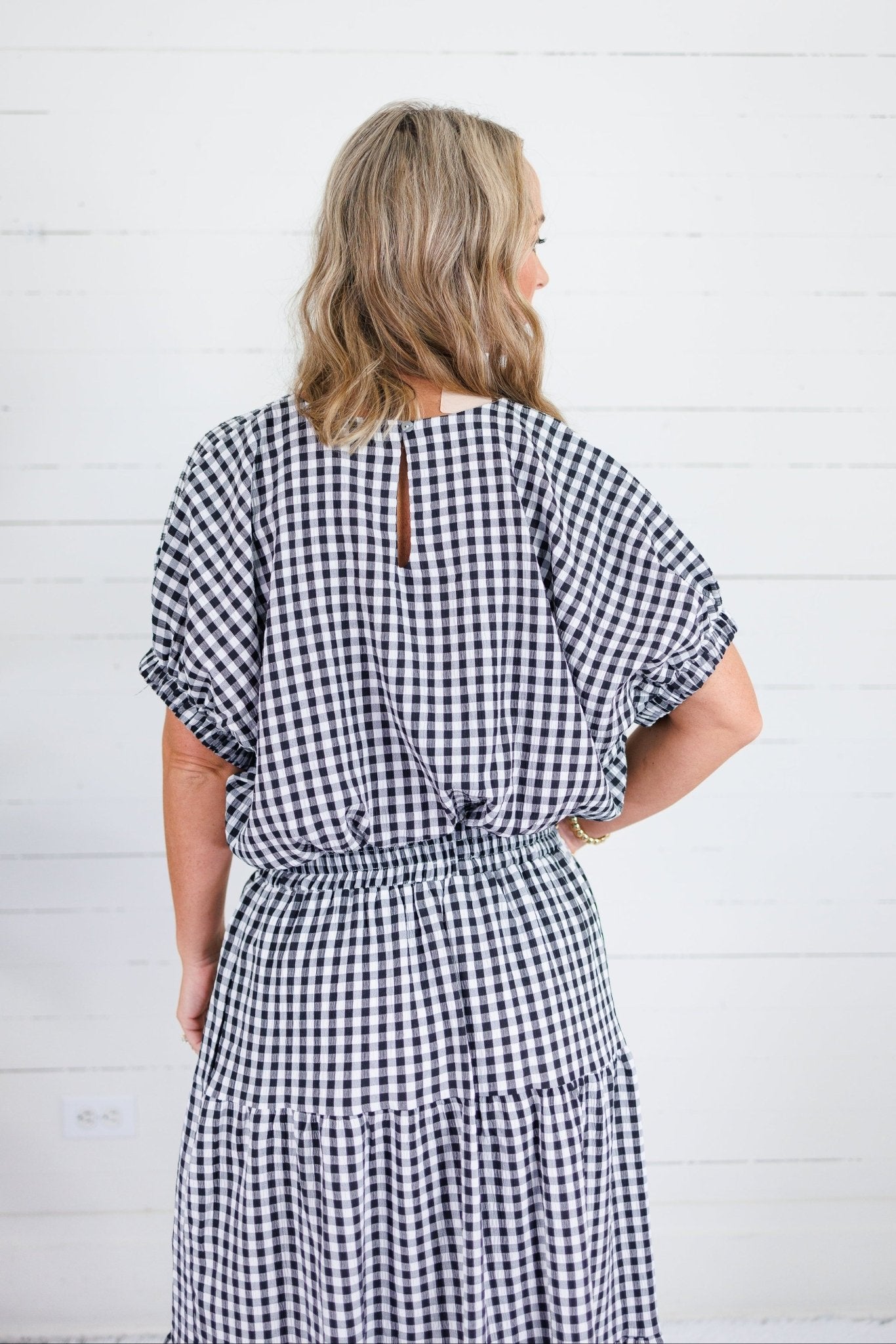 Jillian Black Gingham Bubble Top Entro