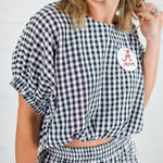 Jillian Black Gingham Bubble Top Entro