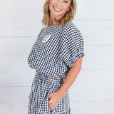 Jillian Black Gingham Bubble Top Entro